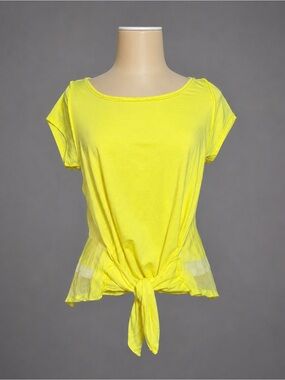 Anthropologie Leifnotes Amee Gossamer Top Yellow Tie Front Sheer Back Size L